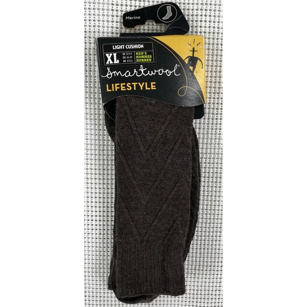 Smartwool Moss Chevron Merino Wool Socks Chestnut Brown Size XL NWT